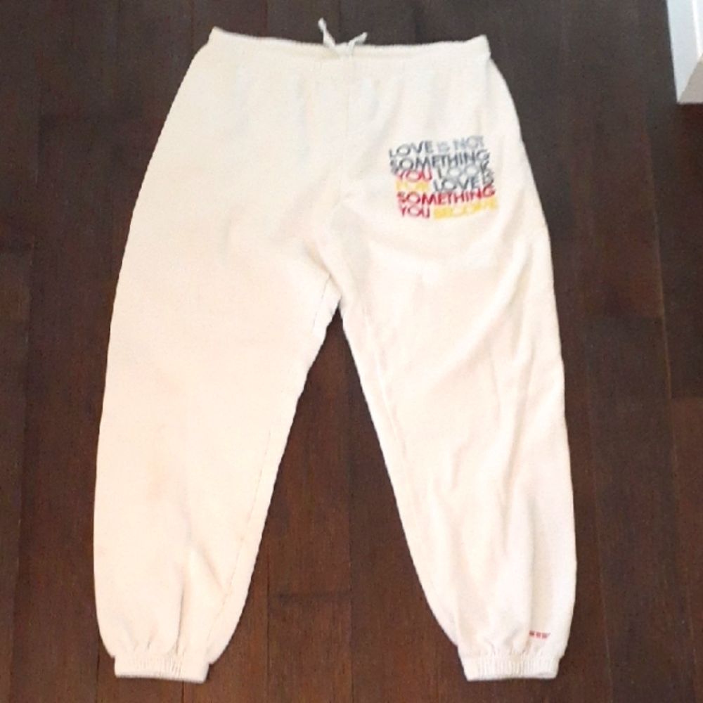 & Peace Love World White Sweatpants Joggers